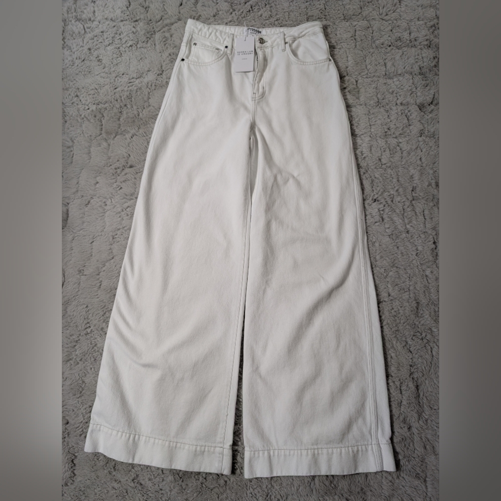 Derek Lam 10 Crosby White Wash Denim Wide Leg Jeans size 29